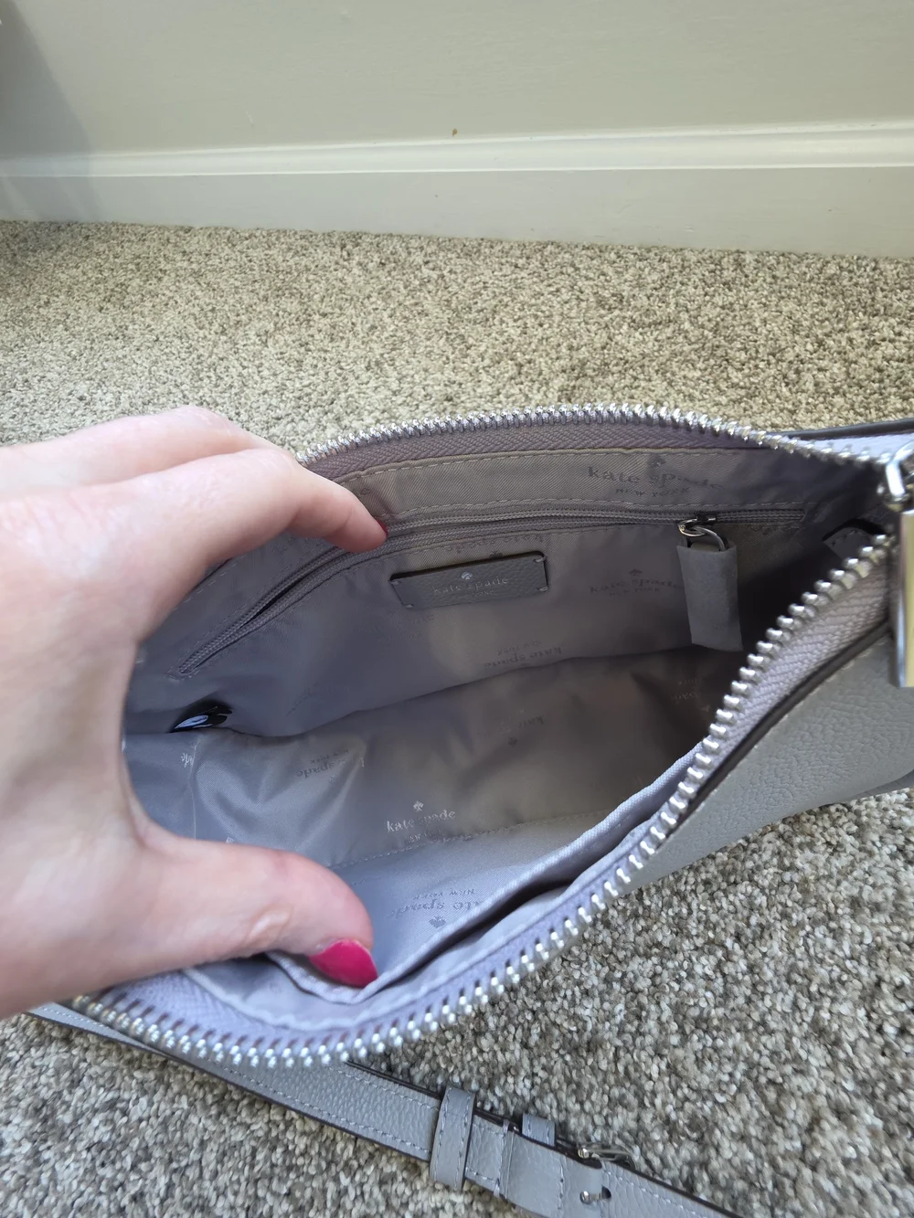 Kate Spade Pebbled Leather Crossbody Bag in Light Gray